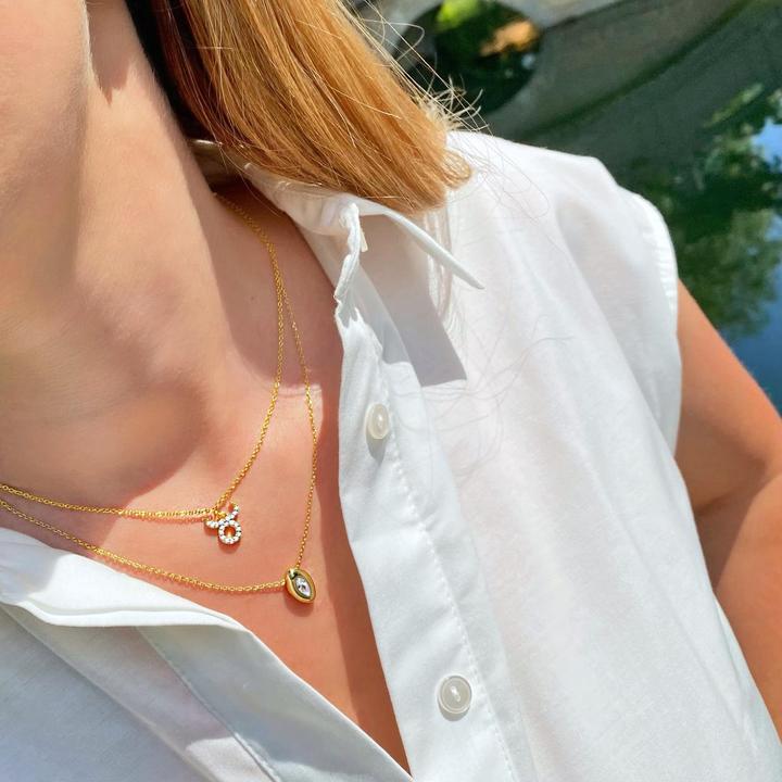 Immagine prodotto Candy Collana segno zodiacale Toro, argento 925, placcato oro (Argento 925, Placcato oro 18k, 42 - 45 cm)