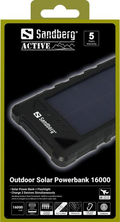 Immagine prodotto Sandberg solare all'aperto (16000 mAh, 1.40 W, 59.20 Wh)