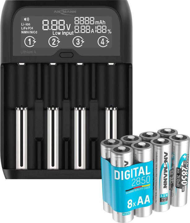 Produktbild Ansmann Ladegerät inkl. 8 Digital NiMH Akku Mignon 2650mAh (AA, 2650 mAh, Ladegerät inkl. Akku)
