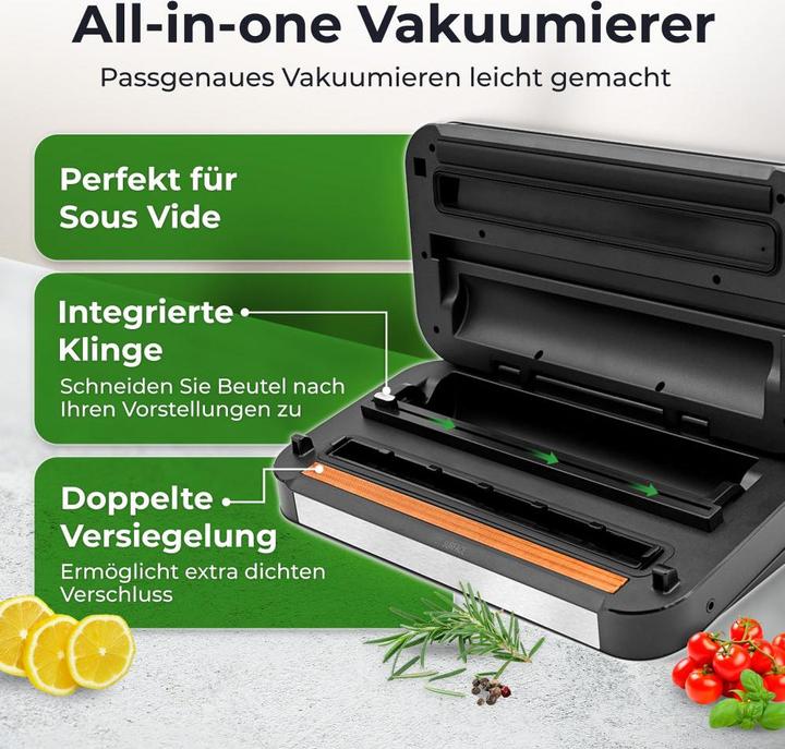Produktbild KLAMER Premium Vakuumiergerät für Lebensmittel - Vakuumierer für trockene & feuchte Lebensmitte…