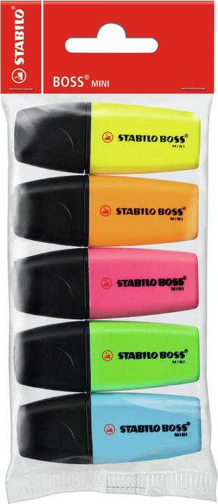 Image du produit STABILO Surligneur BOSS MINI (Orange, Vert, Jaune, Pink, Bleu, 5 mm, 5 x)