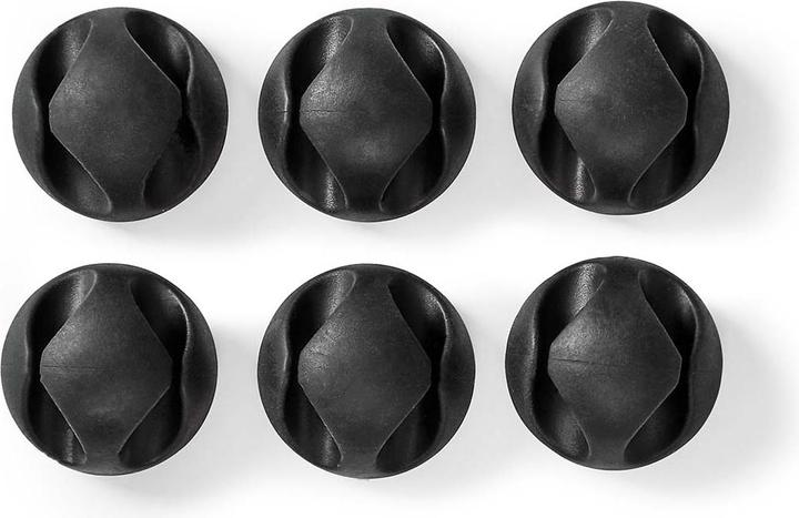 Produktbild Nedis Kabelmanagement Kabelclip Gesperrt 6 Stück max. Kabeldicke: 5 mm Silikon 20 mm Schwarz