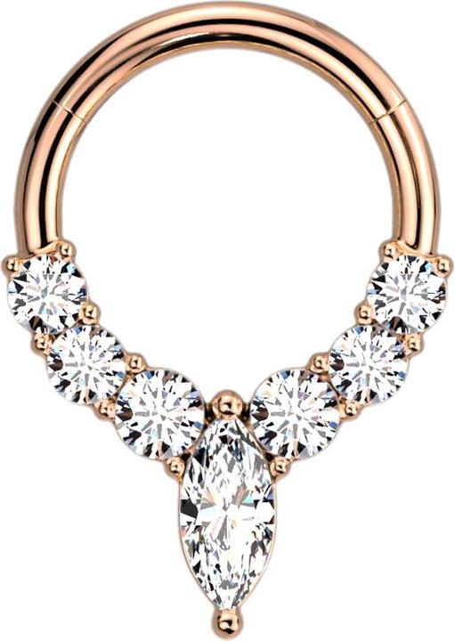 Produktbild Star Piercing Micro Segmentring klappbar rosegold sechs Kristallen silber und ein Ovaler (Chirurgenstahl 316L, ohne Messing)