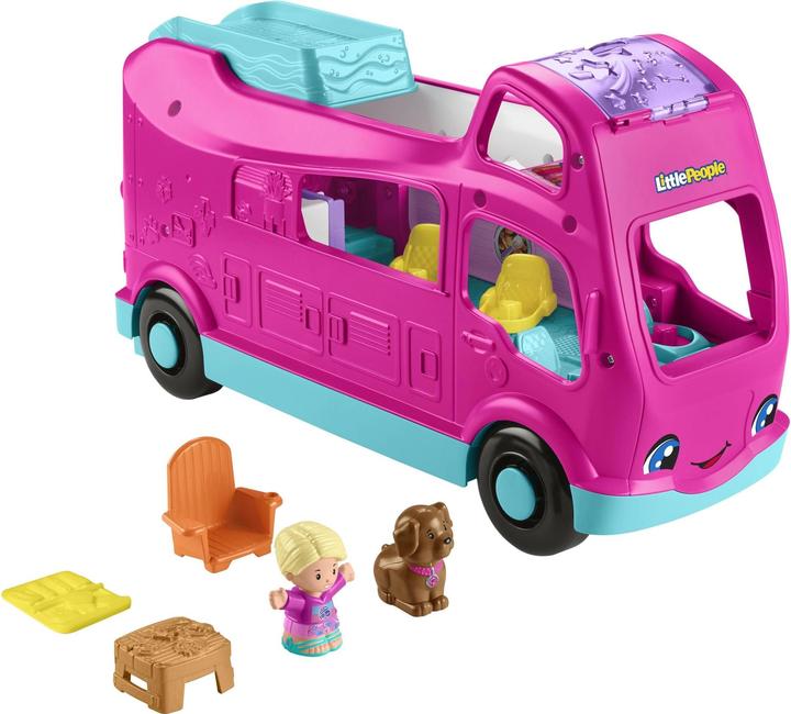 Productafbeelding Fisher-Price Little People Barbie Little Dreamcamper speelset met licht en geluid, 2 figuren (85)