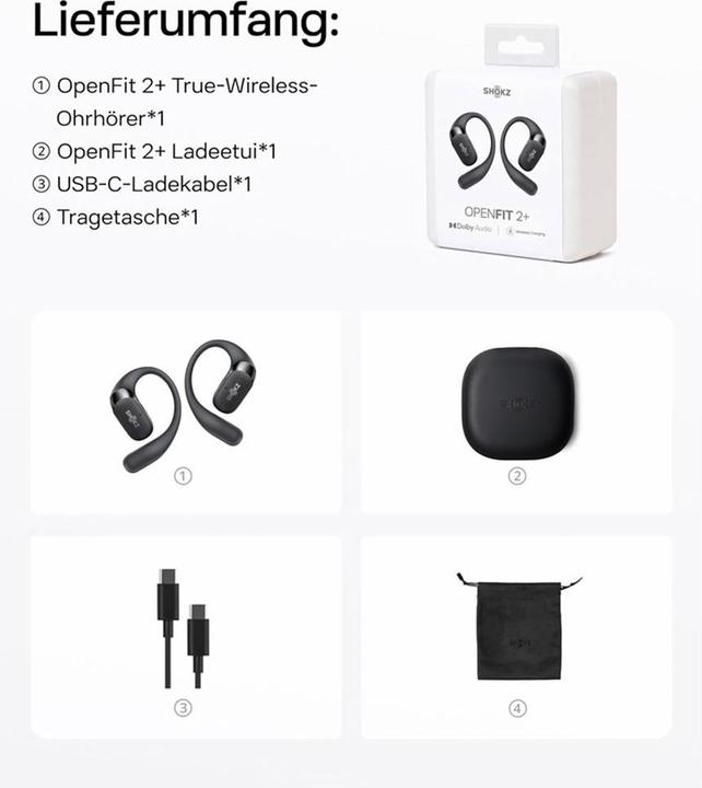 Actual product image Shokz OpenFit 2 (No noise cancelling, 11 h, Wireless)