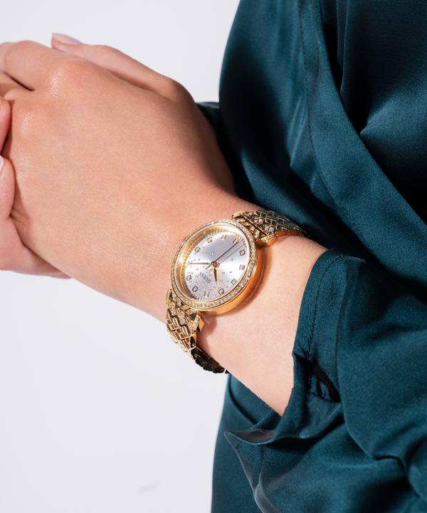 Immagine prodotto Guess P GLD BRCT / SUN SLV GLITZ DL / P GLD BRCT W/ CRYS Orologio da polso (Orologio con pietra preziosa, 32 mm)