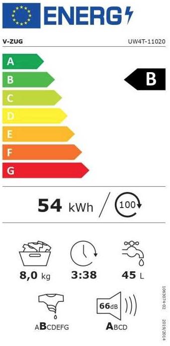 Energy Label V-Zug 1102010024 (8 kg, Left)