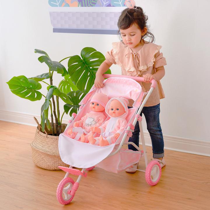 Produktbild Teamson Olivia's Little World Doppel Twin Puppen Kinderwagen Puppenwagen Rosa OL-00012