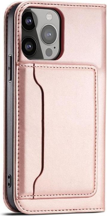 Actual product image Hurtel Magnet Card Case for iPhone 13 Pro Max Pouch Card Wallet Card Holder Pink (Apple iPhone 13 Pro Max)