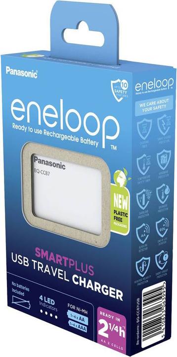 Produktbild Panasonic eneloop Smart Plus USB Travel Charger BQ-CC87 (AA, AAA, Ladegerät inkl. Akku)