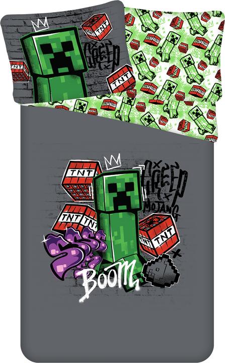 Image du produit Tinisu Minecraft Creeper Linge de lit - coton doux 140x200 cm oreiller et couverture
