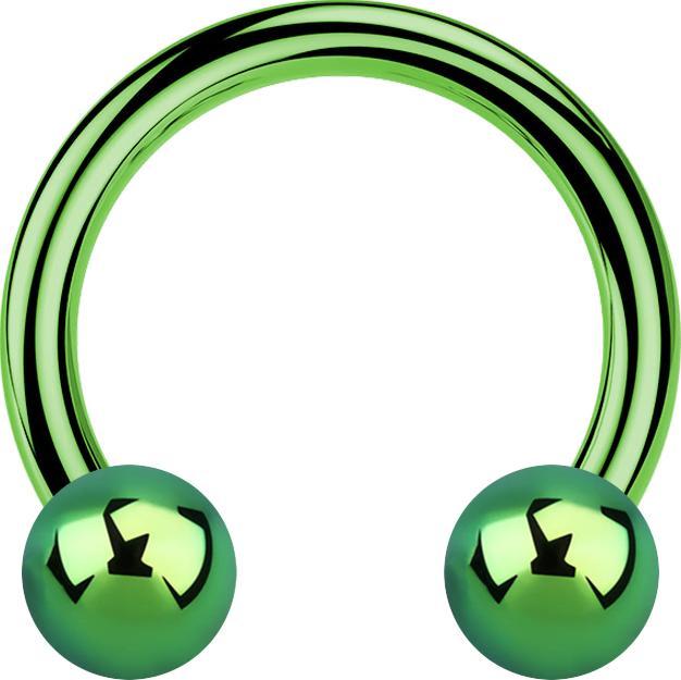 Actual product image Star Piercing Circular barbell green with two balls (Titanium G23, without brass)