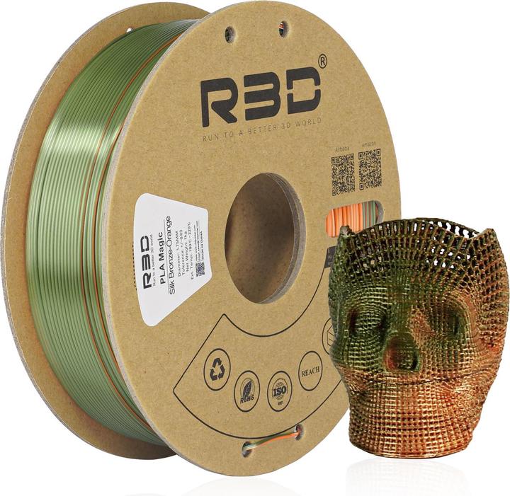 Immagine prodotto R3D eSilk Magic-PLA Bronzo-Arancione Filamento 1,75mm 1Kg (PLA, 1.75 mm, 1000 g, Arancia)
