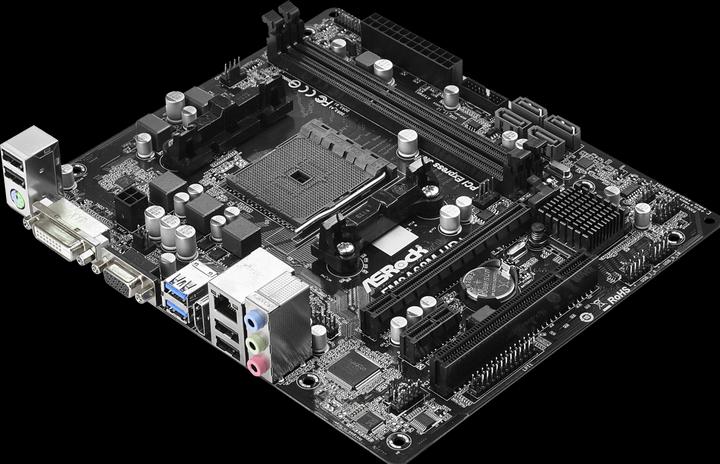 Actual product image AsRock FM2A68M-HD+ (FM2+, FM2, AMD A68, uATX)
