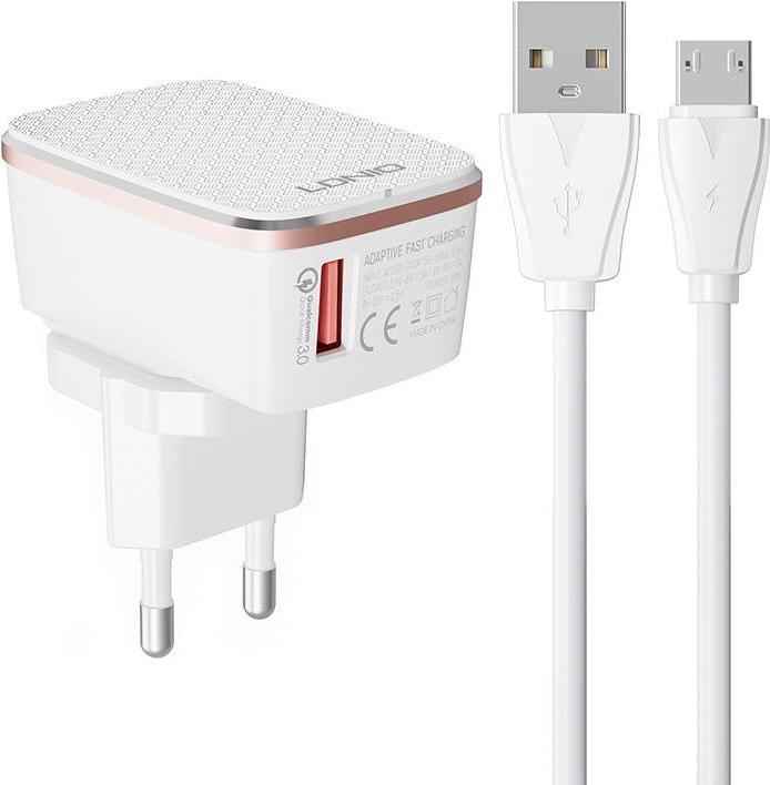 Actual product image Ldnio Wall charger A1204Q 18W + Micro USB cable (18 W)