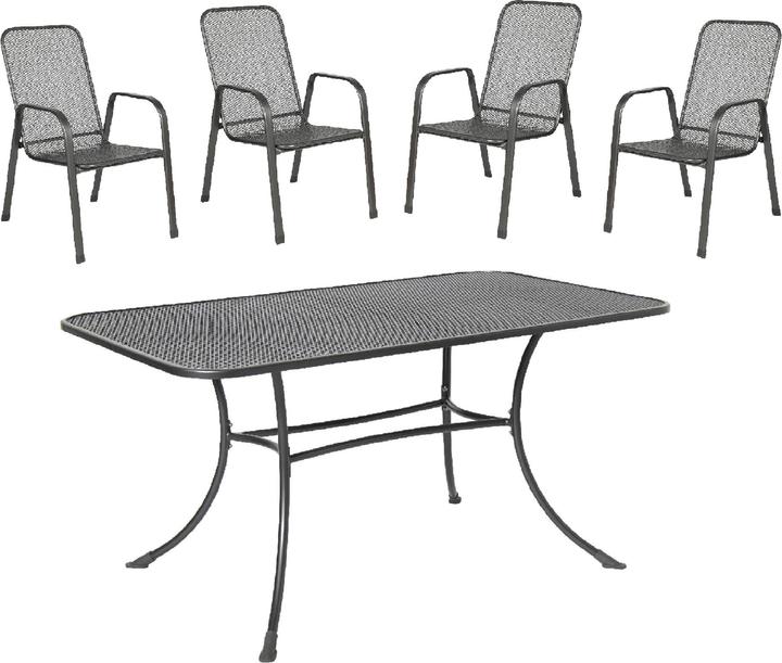 Produktbild Acamp Set 4x ASTOR Stapelsessel + 1x STRADA Tisch Streckmetall (145 cm)