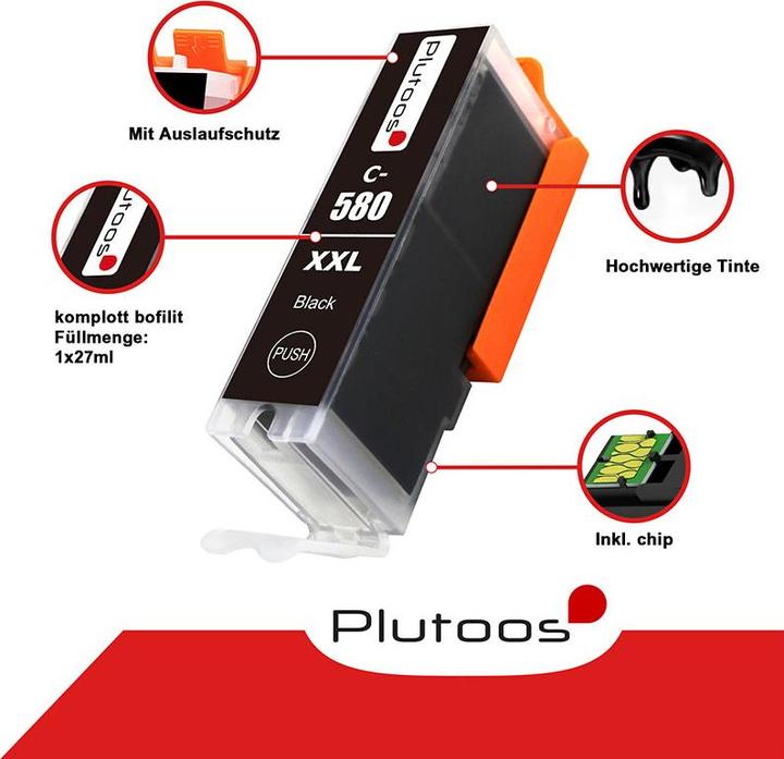 Produktbild Plutoos Canon PGI-580 Patrone XXL kompatibel, Black (BK)