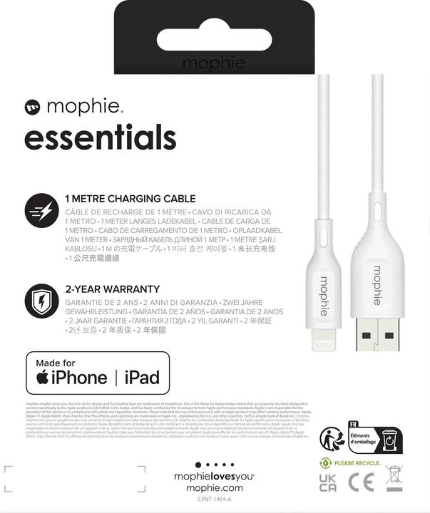 Image du produit mophie charging cables | 1M (1 m, USB 2.0, 12 W)
