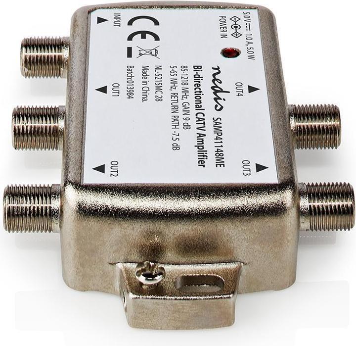 Actual product image Nedis CATV amplifier Gain dBi (with antenna cable): 9 dB 85-1218 MHz Number of outputs: 4 (9 dB, Antenna cable)