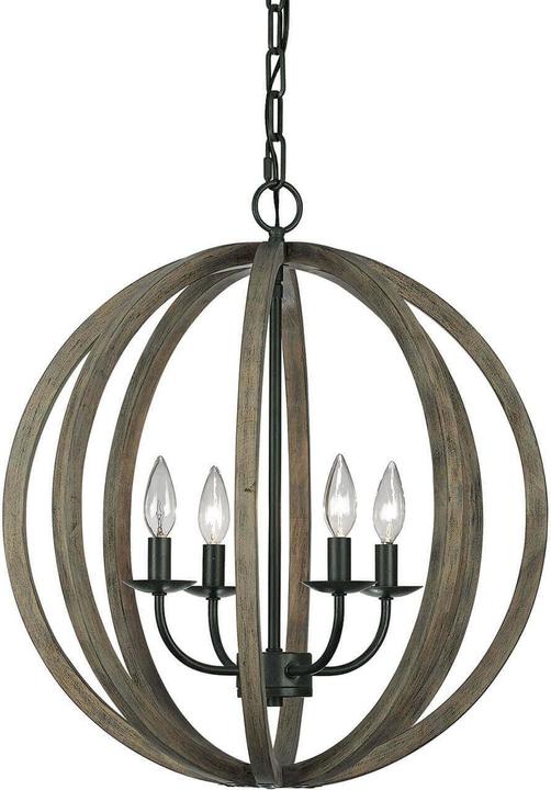 Produktbild Elstead Lighting Allier Hängeleuchte E14 4-fach Wetter Eichenholz, Antik Schmiedeeisen (E14)