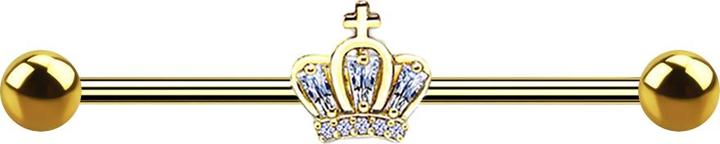 Immagine prodotto Star Piercing Barbell 14k vergoldet mit Krone (Ottone, Acciaio chirurgico 316L)