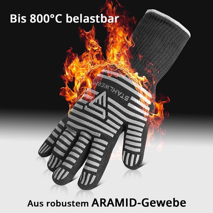 Actual product image Stahlwerk Heat-resistant gloves up to 800°C EN 407:2004 made of ARAMID fabric (One size)