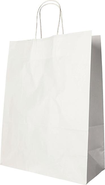 Papstar Papier-Tragetasche, 350 x 260 x 120 mm, weiss aus Kraftpapier, 80 g/qm, Tragkraft: 7 kg, mit Trageko (Geschenktüte, 25 x)