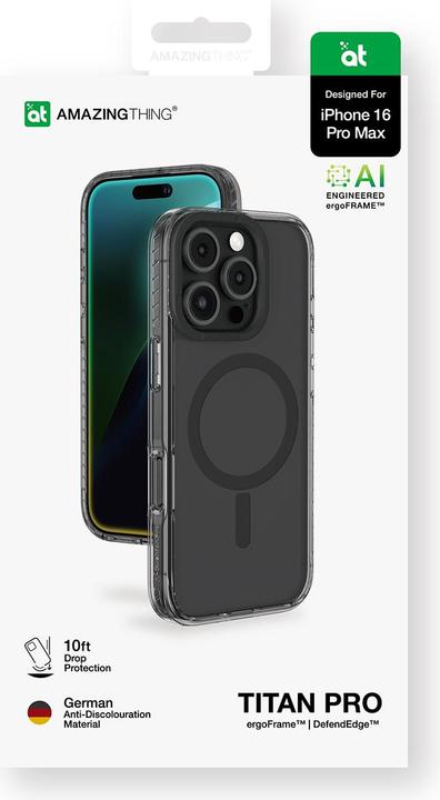 Produktbild Amazingthing Titan Pro Mag Case mit Magnetring für iPhone 16 Pro Max - Schwarz (Apple iPhone 16 Pro Max)