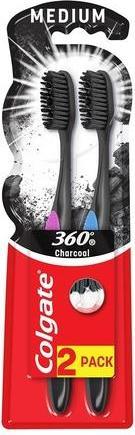 Actual product image Colgate 360 Black Medium Toothbrush - Pack of 2 (Medium, 2 x)