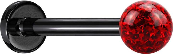 Produktbild Star Piercing Micro Labret schwarz mit Kristallkugel rot Epoxy Schutzschicht (Titan G23, ohne Messing)