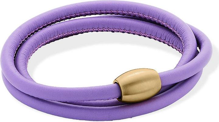 Xen Lederarmband Flieder mit Magnetverschluss gelb vergoldet Längen zur Wahl (53 cm, Leder und Edelstahl)