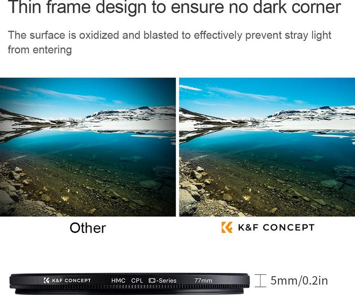 Actual product image K&F Concept 58MM Circular Polarizer Lens Filter Ultra-Slim 18 Multi-Layer Coatings (C Series) (58 mm, Polarizing filter)