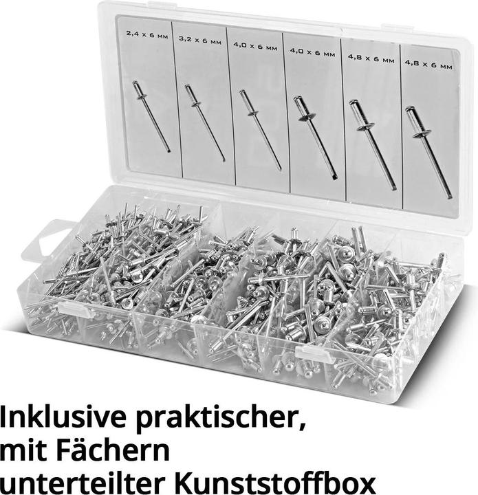 Actual product image Stahlwerk Rivet range 1000-piece blind rivet set made of aluminium Rivet set