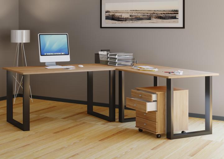 Produktbild VCM Büromöbel Eckschreibtisch Lona Tiefe 80 cm U Alu Schwarz (76 x 190 x 190 x 80 cm)
