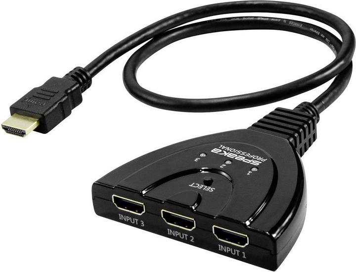 Produktbild SpeaKa Professional SP-HDSW-200 3 Port HDMI-Switch Ultra HD-fähig 7680 x 4320 Pi