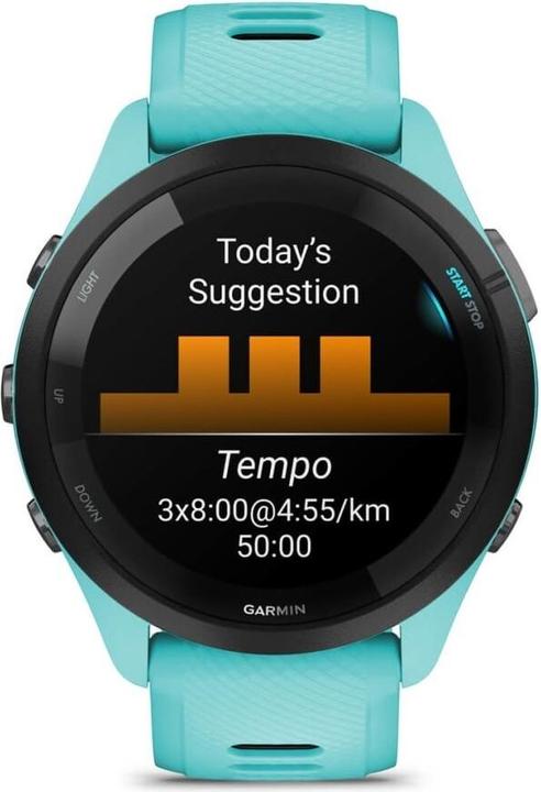 Actual product image Garmin 010-02810-12 Forerunner 265 Music, Aqua (46 mm)