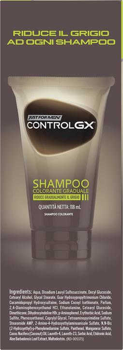 Immagine prodotto Just For Men Control GX Shampoo Colore Graduale 118ml - Nero (118 ml, Shampoo liquido)