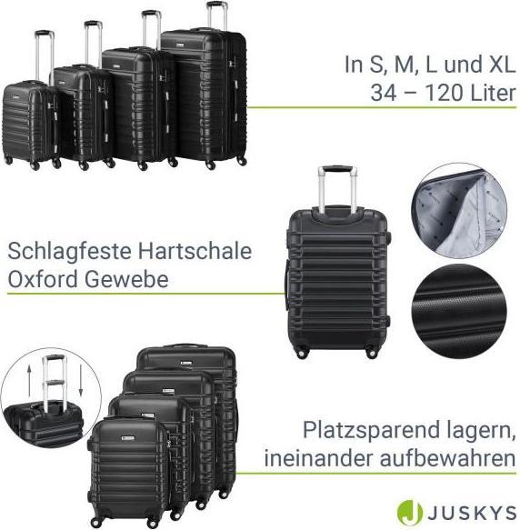 Image du produit Juskys Set de valises rigides Rome (120 l, Bagage à main (jusqu'à 50l), M (50 - 90l), L (90 - 115l), XL (à partir de 115l))