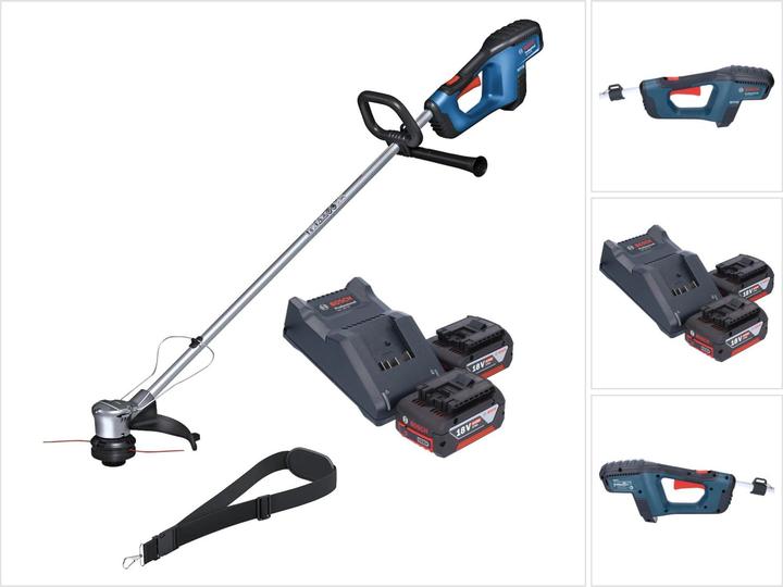 Produktbild Bosch Professional Bosch GRT 18V-33 Professional Akku Rasentrimmer 18 V 330 mm Brushless + 2x Akku 4,0 Ah + LadegerÃ¤t
