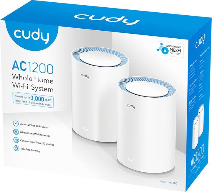 Immagine prodotto Cudy M1200 2-PACK sistema mesh wi-fi Dual-band ( / ) Wi-Fi 5 (802.11ac) Bianco 1 Interno