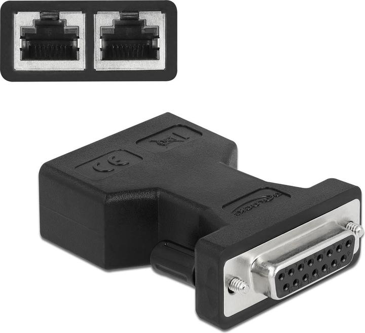 Produktbild Delock Adapter D-Sub 15 Pin Buchse Gameport D-Sub 15 Pin - 2x RJ-45 (RJ45, 5.46 cm)