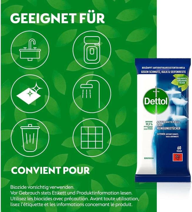 Image du produit Dettol Chiffons de nettoyage des salles de bains