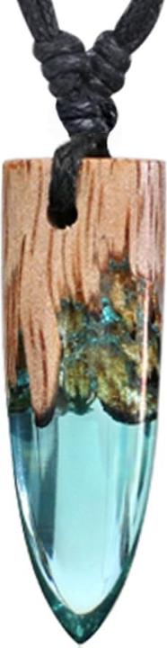Star Piercing Halskette schwarz Anhänger Patrone höhle Epoxy blau aus Tamarind Holz (ohne Messing, Organisch)