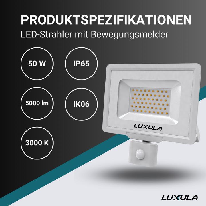 Image du produit Luxula Projecteur à LED avec détecteur de mouvement (5000 lm, IP65)