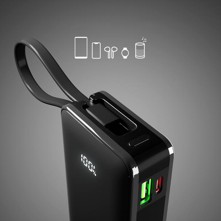 Actual product image SBS Power Bank 10,000 mAh with built-in USB-C cable (10000 mAh, 20 W, 37 Wh)