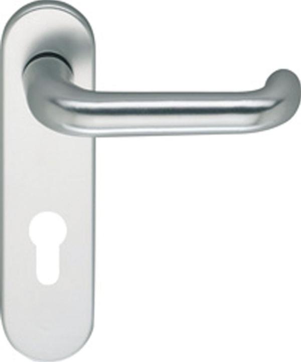 Produktbild ECO D 110 Drückerlochteil (Türklinke) mit Kurzschild PZ 72, silber eloxiert (Türgriff)