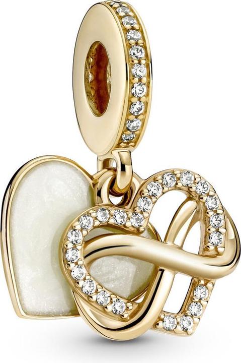 Pandora Funkelndes Unendlichkeits-Herz Anhänger Charms/Beads (Gold 14 Karat, Emaille)