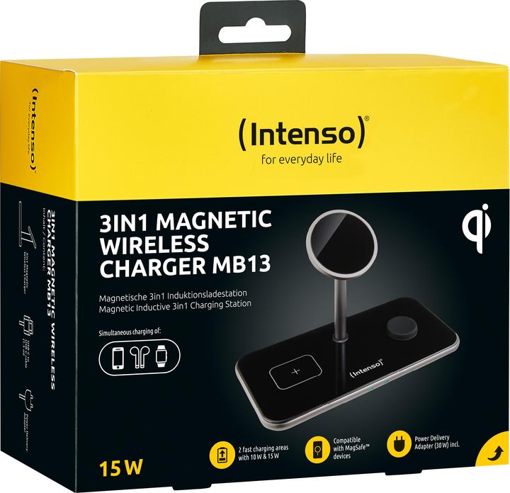 Image du produit Intenso Chargeur magnétique sans fil 3en1 MB13 noir (15 W)