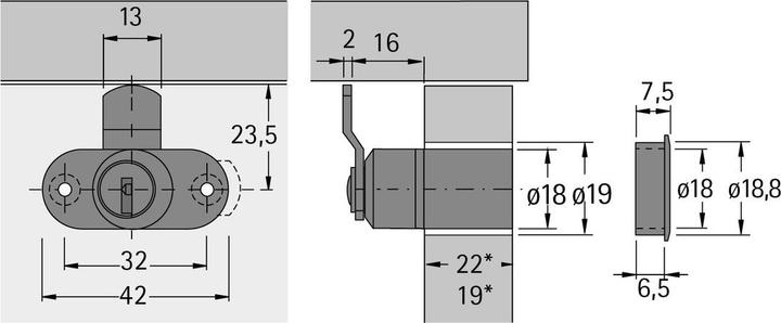 Actual product image Hettich Cylindre à languette Prestige 2000 (Locking cylinder)