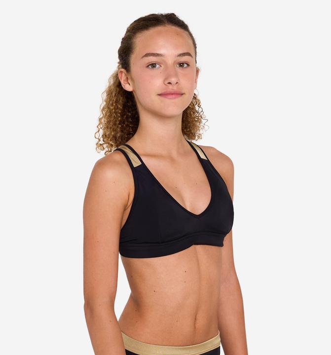 Image du produit Olaian Haut de maillot de bain triangle surf Fille - 900 Lily noir et or (140)